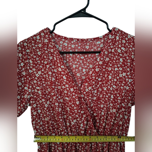 Ditsy Floral Print Surplice Neck Split Thigh Dress Size L - Picture 3 of 6